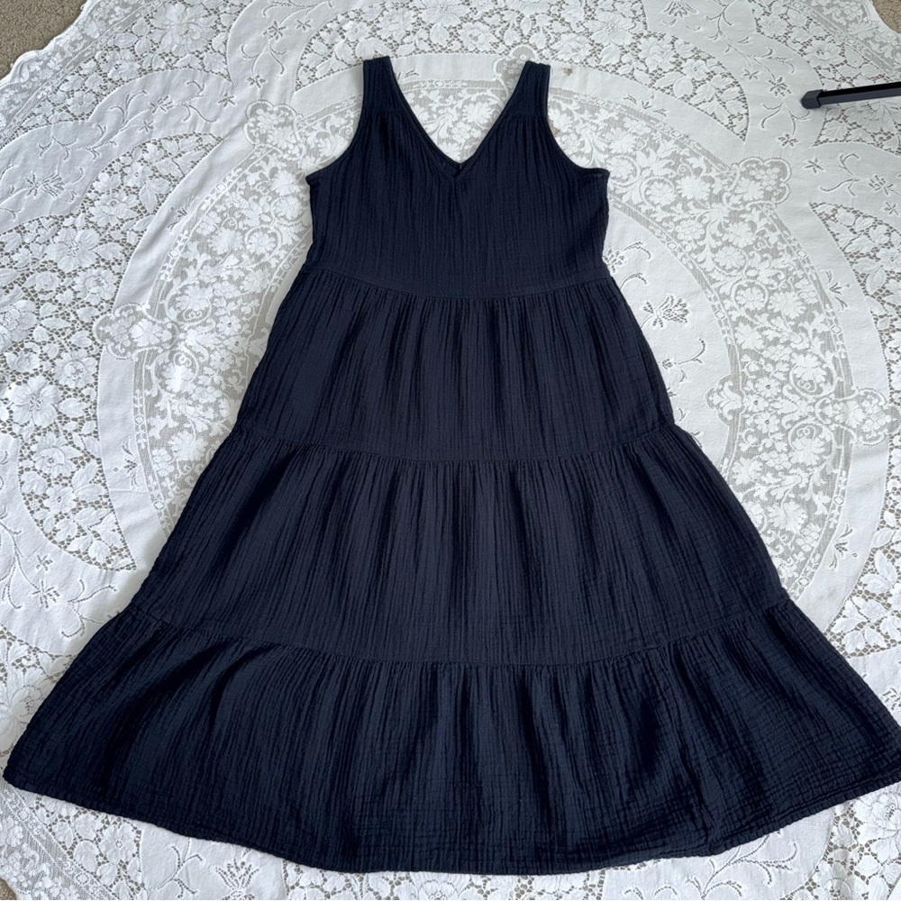 Sonoma Cotton Gauze Sleeveless v-Neck Tiered‎ Maxi Dress With Pockets size Small - Picture 2 of 16